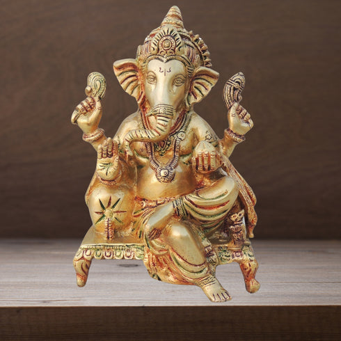 Brass Ganesh Ji God Idol Statue 2.86 Kg